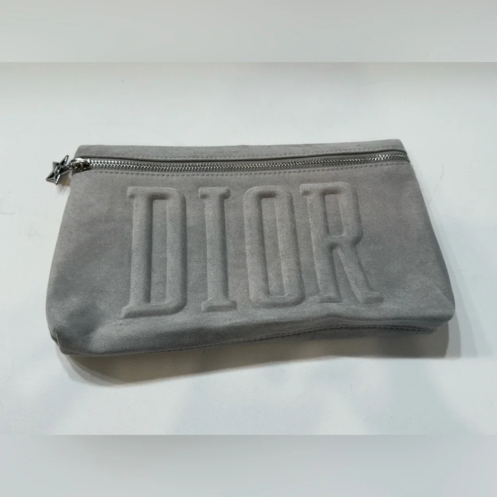 Dior Gray Suede Pouch